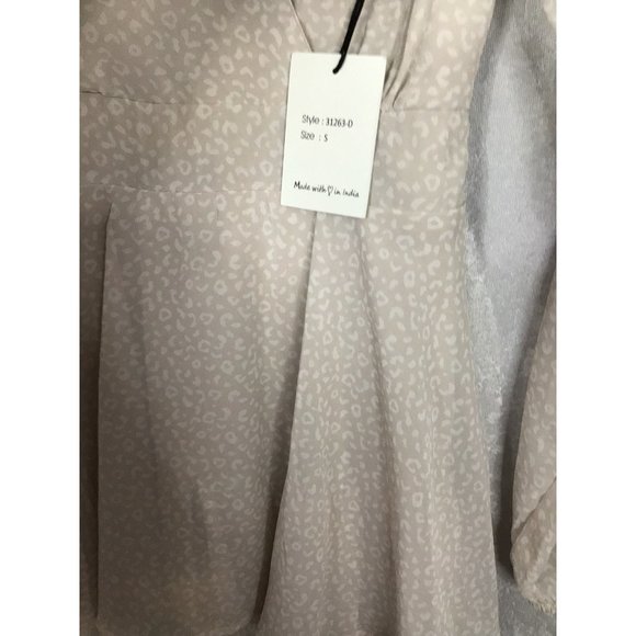 Japna Small A-Line Mini Dress Long Balloon Sleeve Layered Lined Tie Back V-Neck - Picture 4 of 12